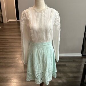 Light blue and white skater dress